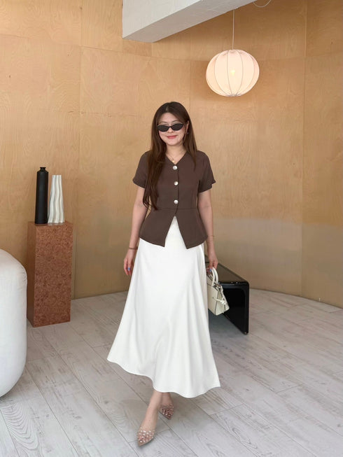 Elegant Women Button Down Blouse With Skirt Sets